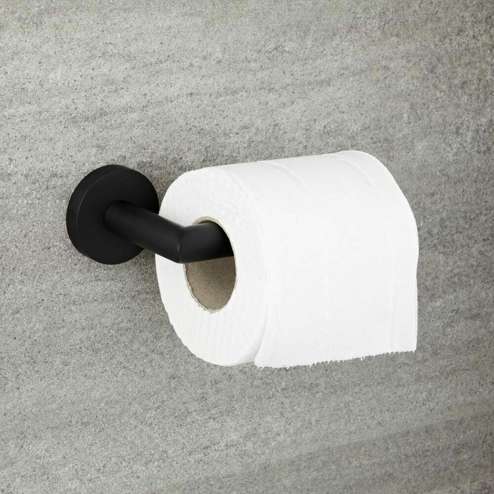 Milano Nero black modern toilet roll holder