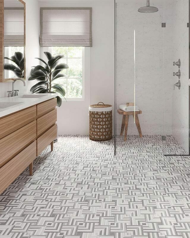 Weave Equator & Thassos Mosaic Tile by The Tile Club