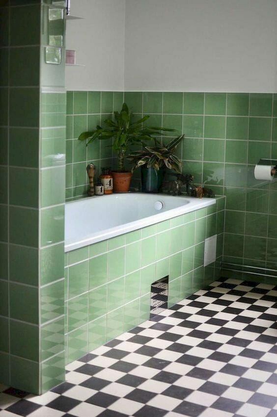 Sage green bathroom tiles