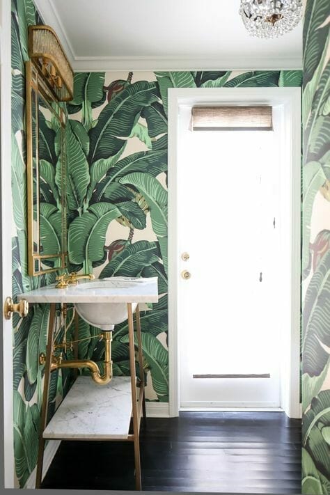Tropical bathroom wallpaper