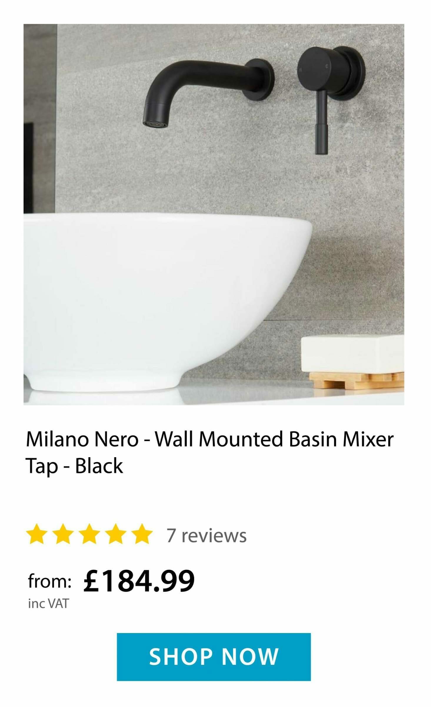Milano Nero - wall mounted Basin Mixer tap