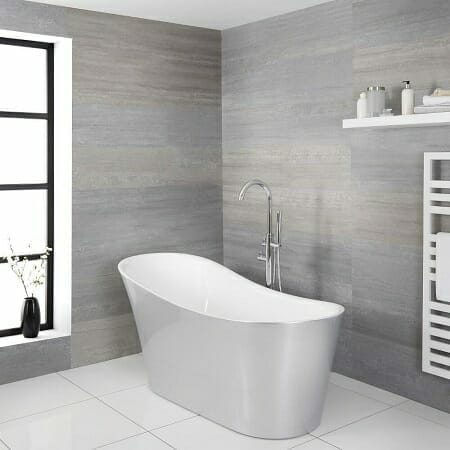 Milano Select Silver Modern Freestanding Slipper Bath