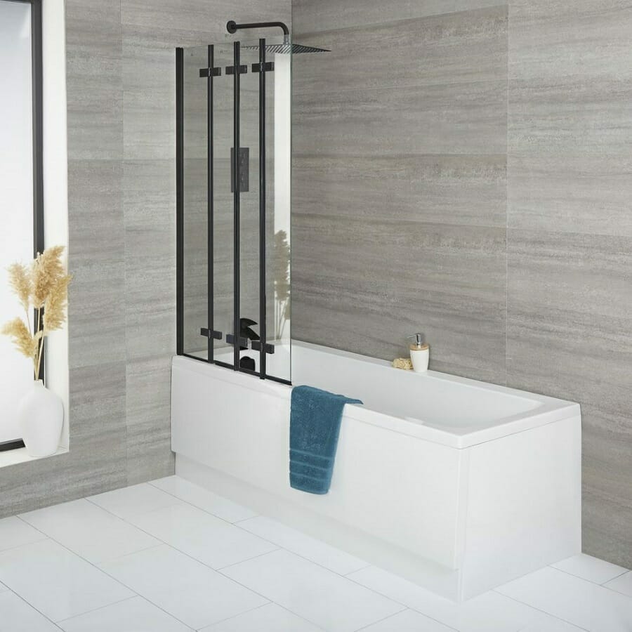 Milano Farington Standard Single Ended Bath w/ Back Folding Bath Screen & Front Panel