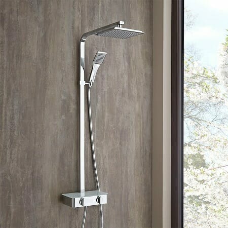 Milano Select Chrome Thermostatic Mixer Shower w/ Shower Head, Hand Shower & Riser Rail